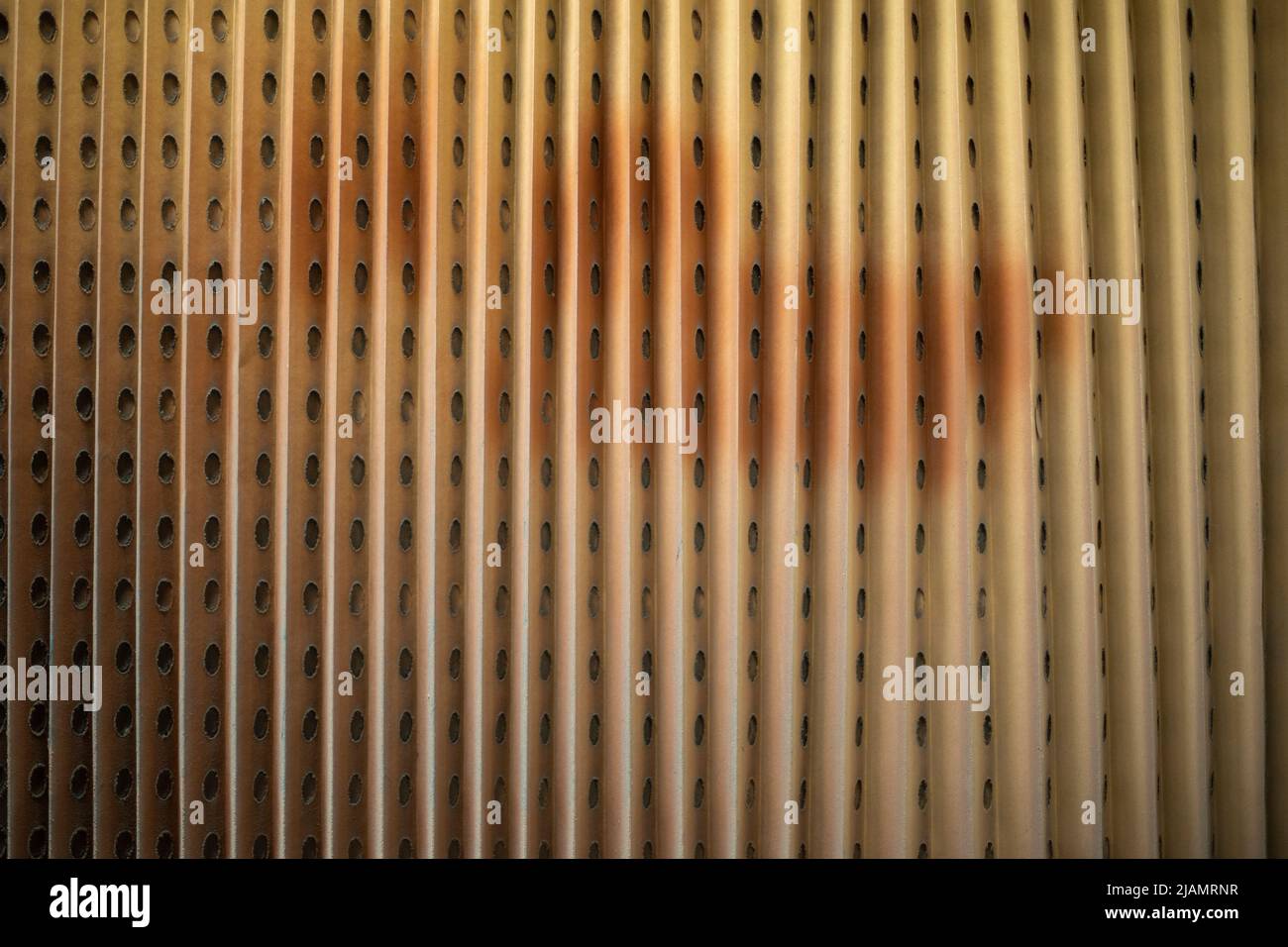 Paint filter. Large paint odor filter in room. Ribbed surface made of