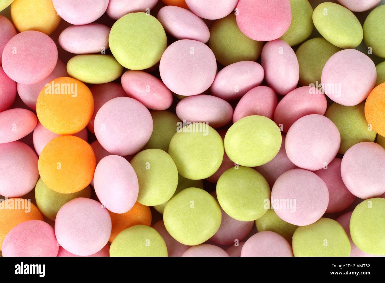 Background of colorful round candies close-up with texture Stock Photo