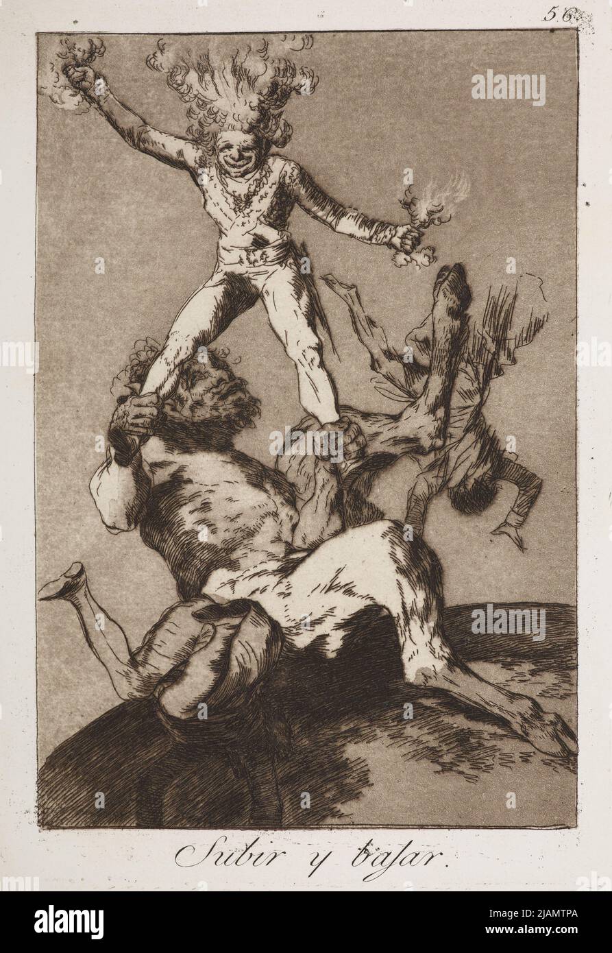 Subir y bajar /To rise and to fall; board No. 56 from: “Los Caprichos”  Caprices, ed. II, Madrid ca. 1855 Goya, Francisco de (1746 1828) Stock Photo