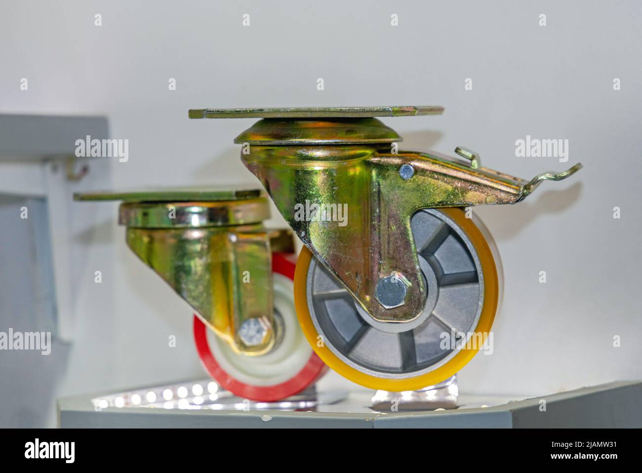 Heavy Duty Industrial Caster Wheels With Brake Stock Photo Alamy