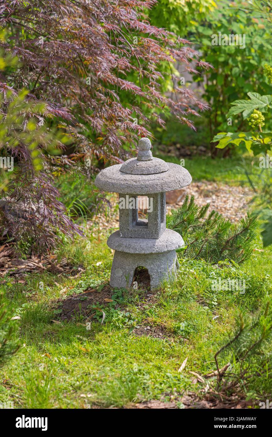 Stone Lantern Decor in Japanese Style Zen Garden Stock Photo - Alamy