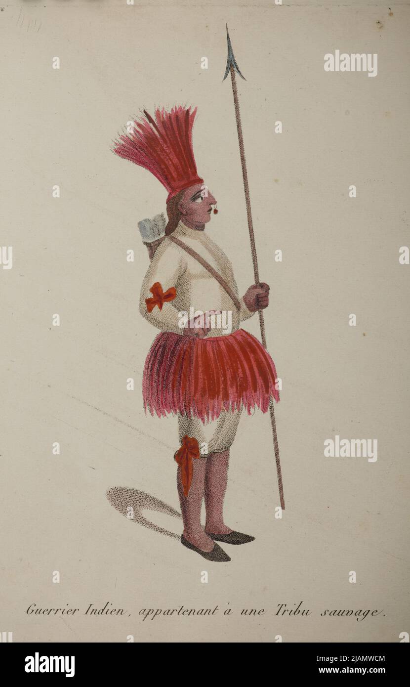 Indian warrior IV Indian Warrior, Belonging to a Wild Tribe in the album: Voyages in Peru, facts in the annés 1790 to 1794. Collection of Boards. Paris, J. G. Dent, 1809 Dentu j.g. Paris Stock Photo