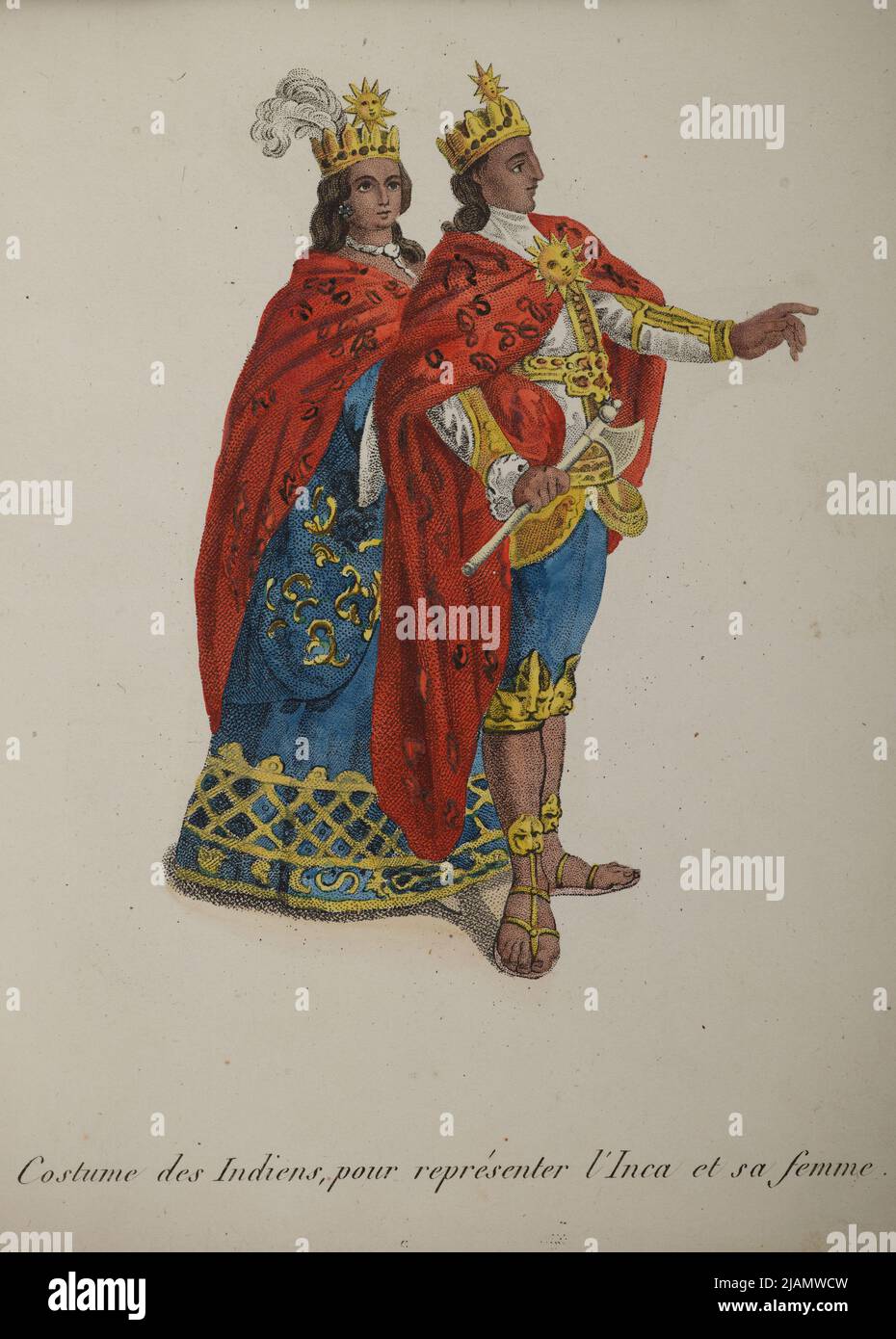 Tablica II; Indian costume, to represent the Inca and his wife W albumie: Voyages in Peru, made in the years 1790 to 1794. Collection of boards. Paris, J. G. Dentu, 1809 Dentu j.g. Paris Stock Photo