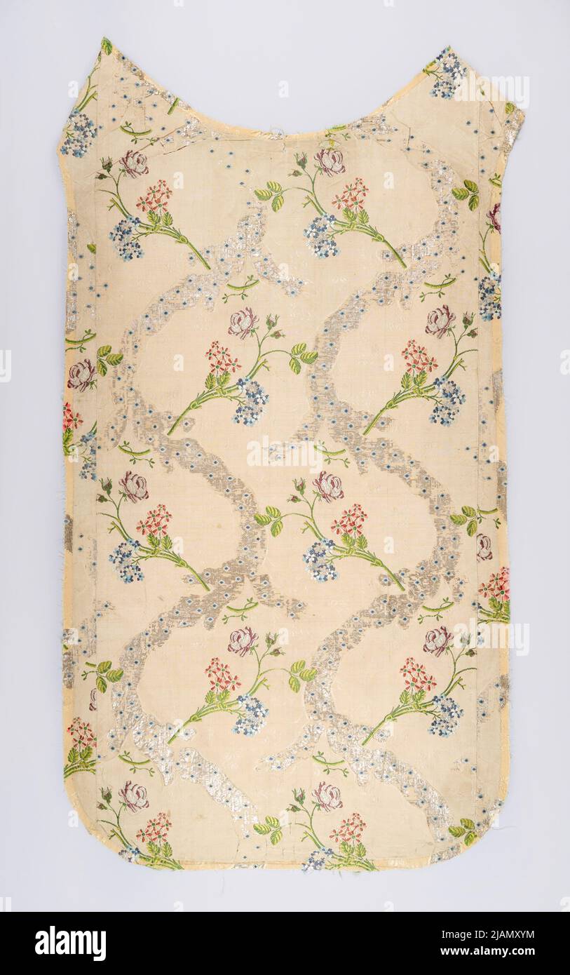 Fragments of silk fabric at the back of the chasuble a pattern of wavy ...