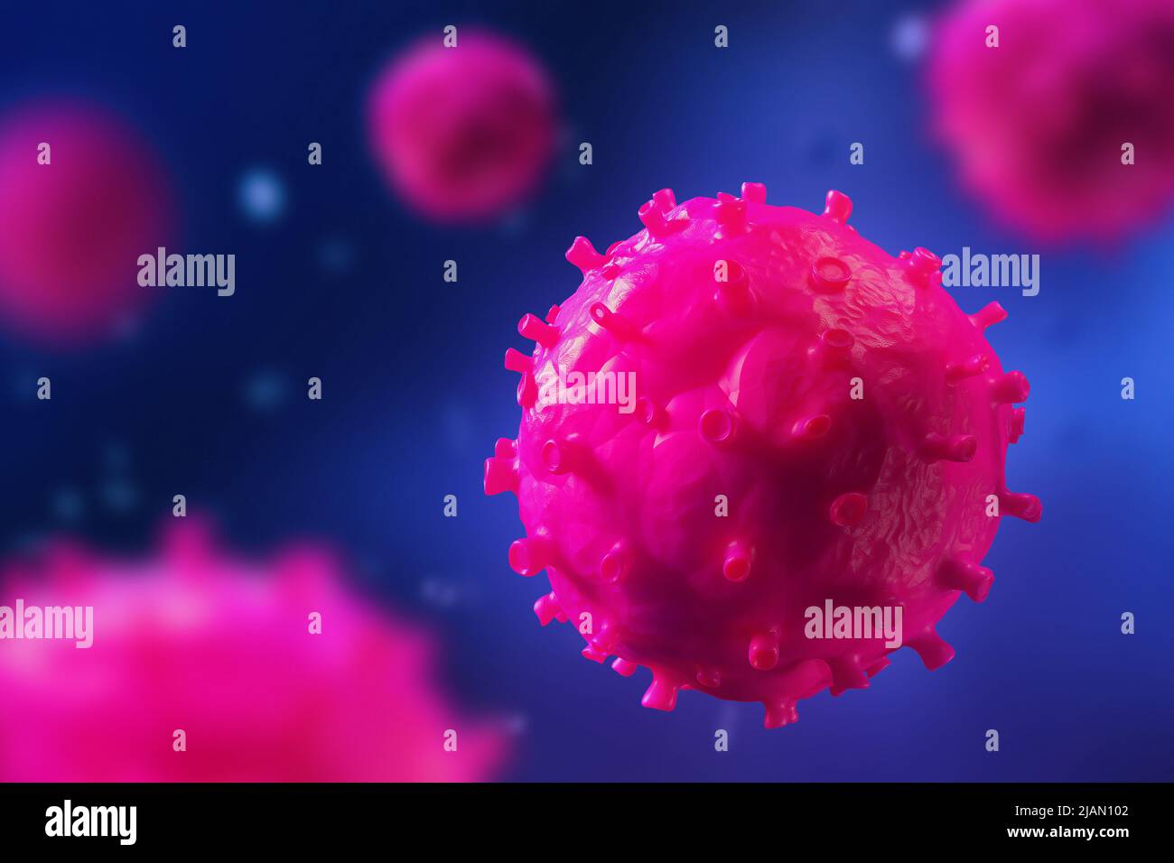 Viruses and microorganisms. 3D illustration in high resolution. Medical research in the field of microbiology Stock Photo