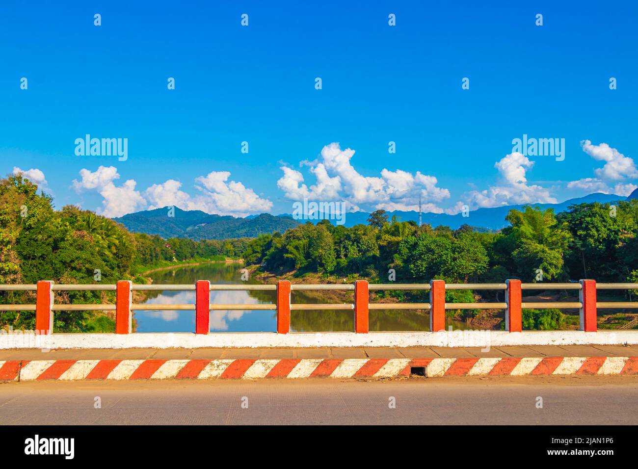 Road nature and panorama of the landscape Mekong river and Luang