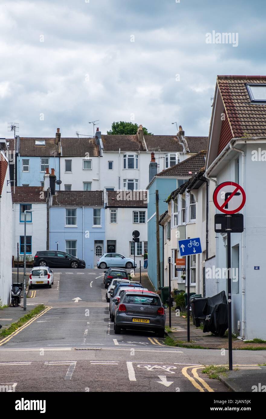 Terraced homes in the Hanover neighbourhood of Brighton Stock Photo Alamy