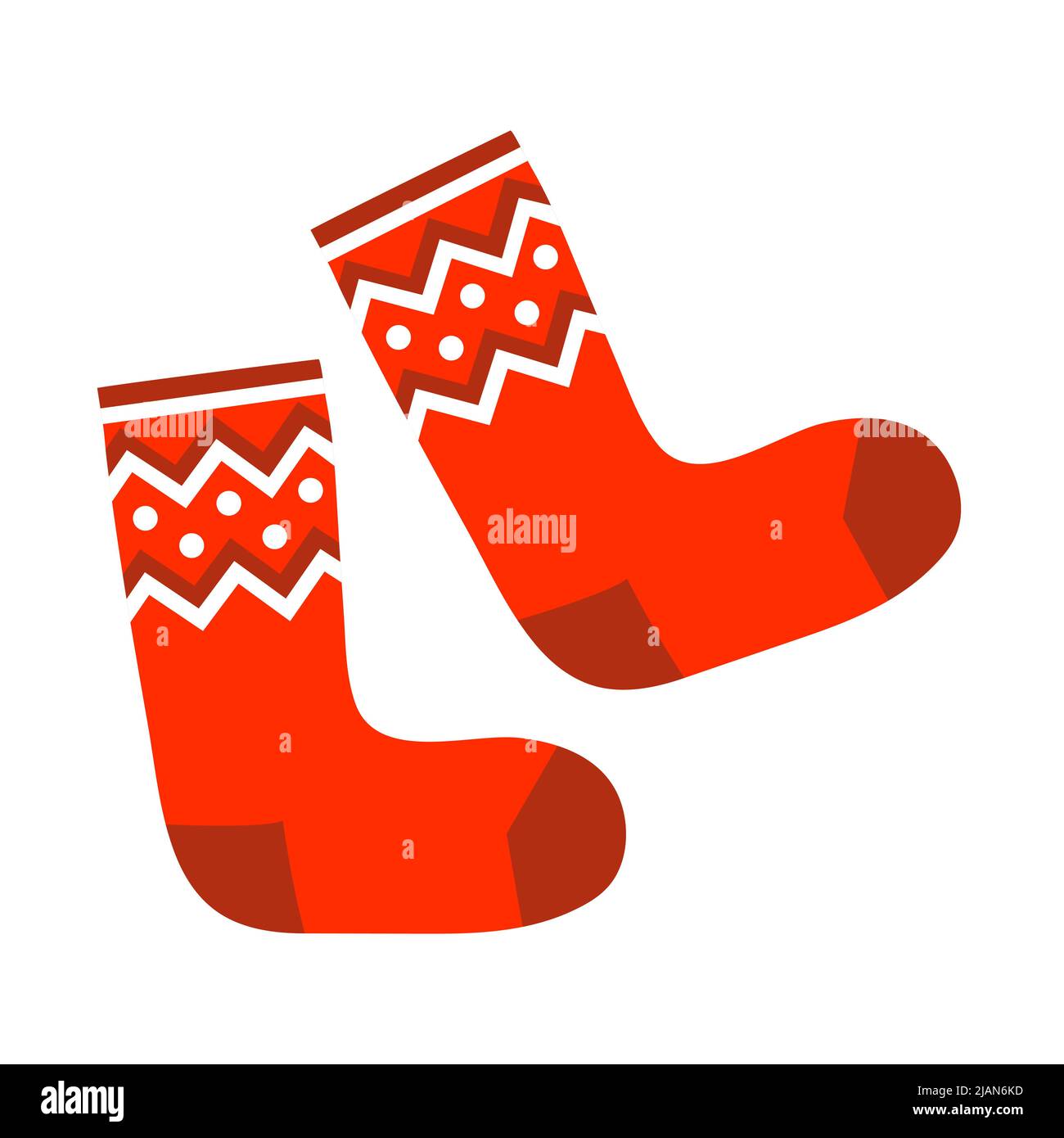 A pair of warm winter socks. Wool red clothes. Sock for man and woman.  Beauty and fashion. Vector cartoon illustration isolated on white  background Stock Vector Image & Art - Alamy