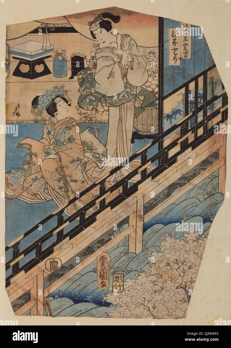 Two women in a house on the water Kunisada, UTAGAWA (1786 1864 Stock ...