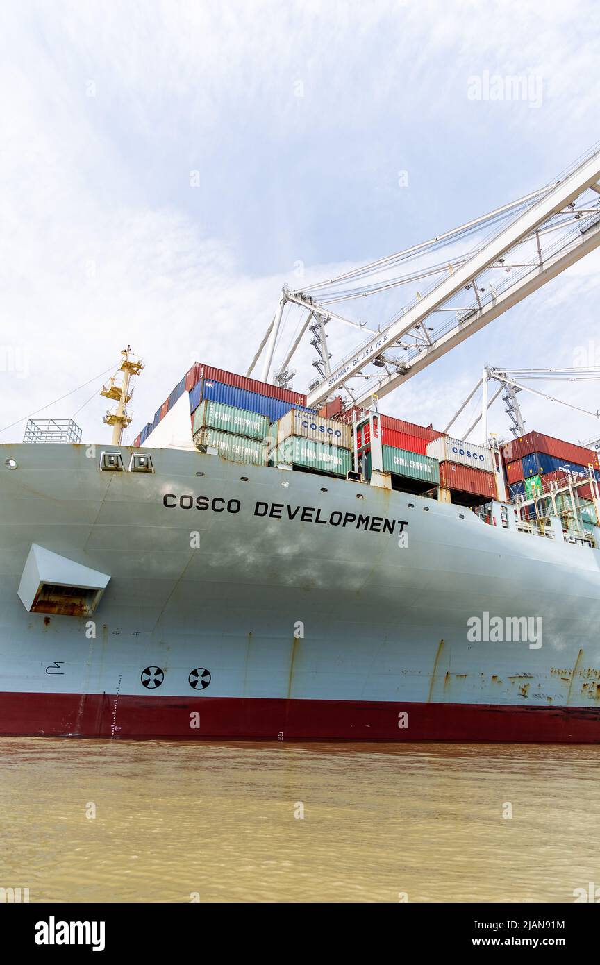 COSCO Development container ship, the largest vessel to call on the