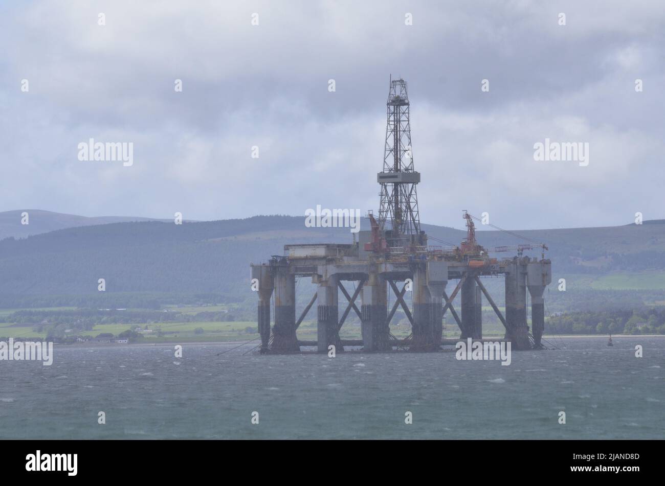 CROMARTY FIRTH, SCOTLAND, UK - North Sea oil and gas platforms in the Cromarty Firth, Scotland, UK Stock Photo