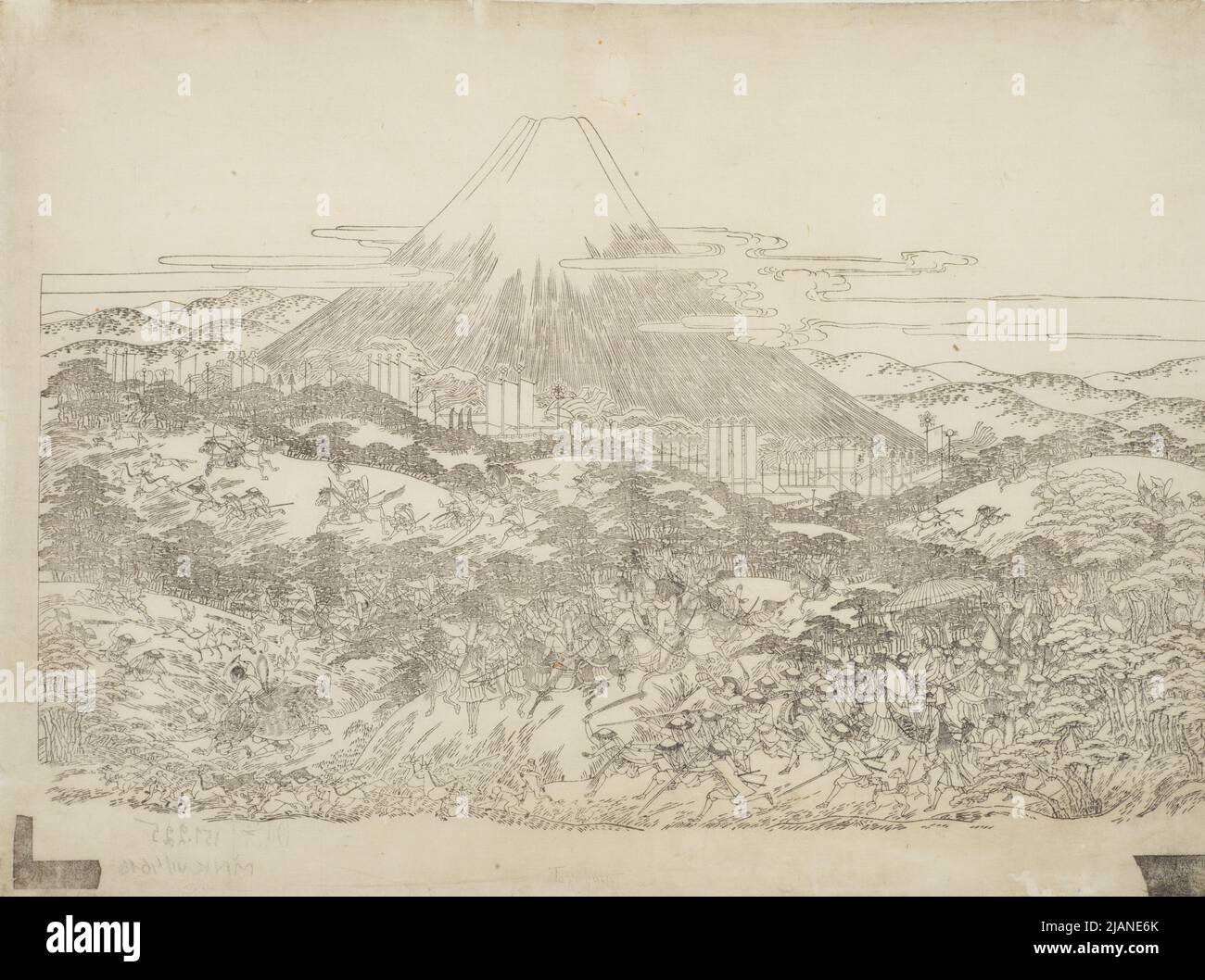 Minamoto Yoritomo hunting at the foot of Mount Fuji unknown Stock Photo