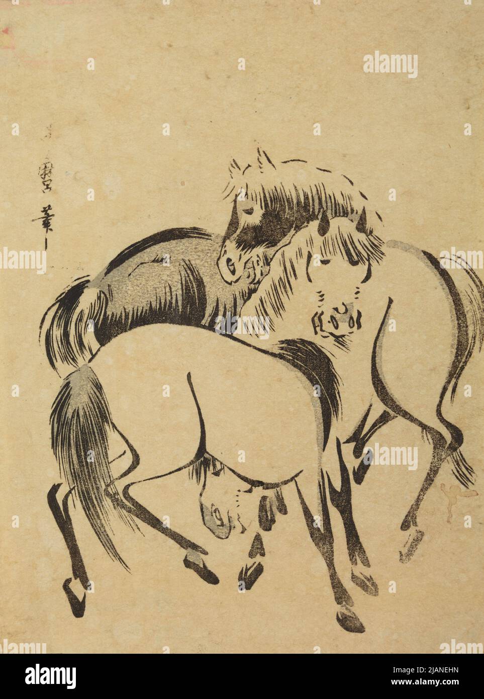 Three horses KITAGAWA, UTAMARO (1753 1806) Stock Photo