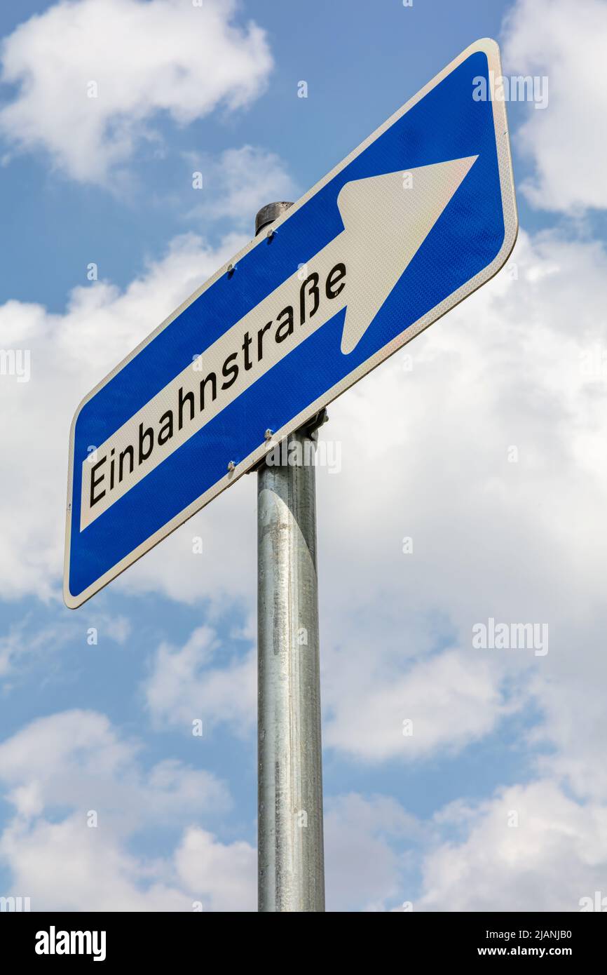 German road sign oneway street Stock Photo Alamy