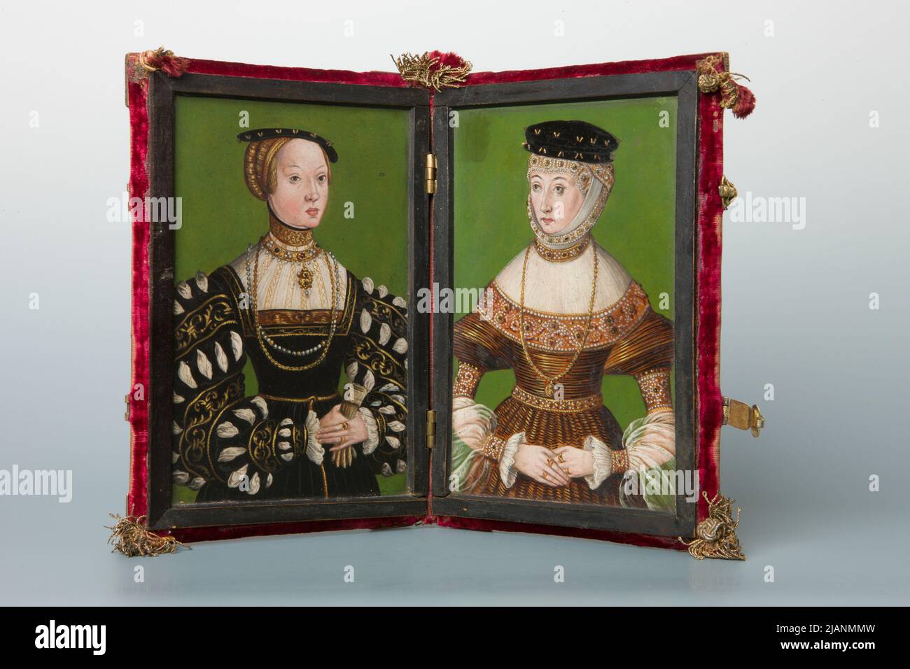 Diptych with Portraits of the Wives of King Sigismund II Augustus (1520–1572): Elizabeth of Austria (1526–1545) and Barbara Radziwiłł (1520 or 1523–1551) unknown Stock Photo