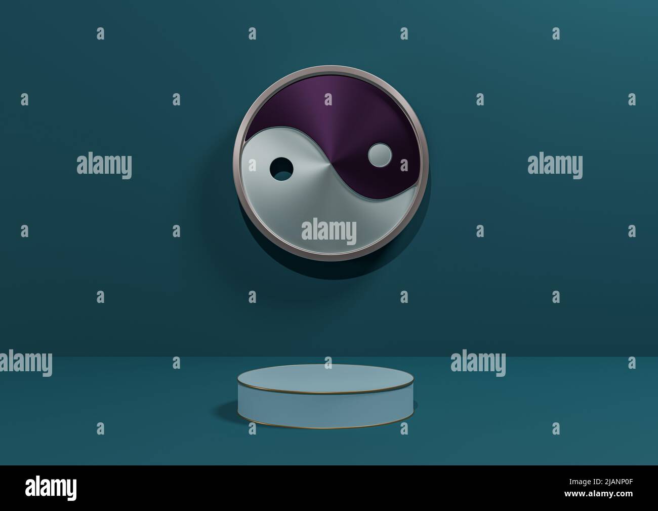 Dark teal, aqua blue 3D rendering product display background simple ...