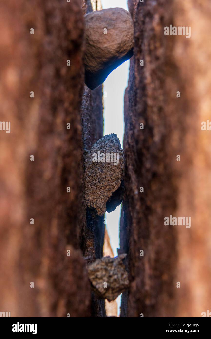 peculiar rock formations of big boulders of rock in Joshua Tree