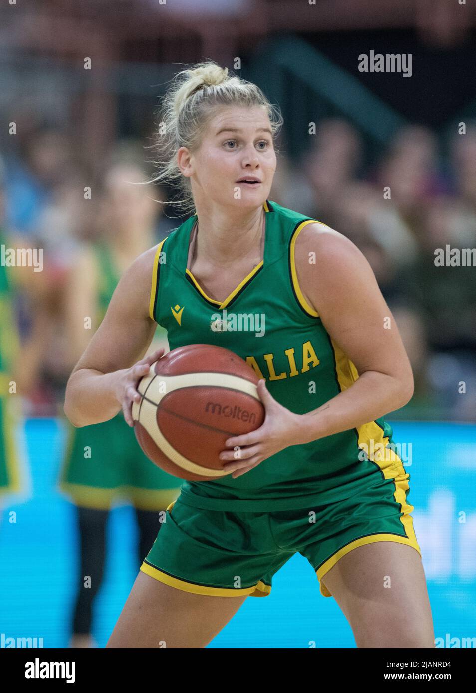 Newcastle, Australia. 31st May, 2022. Shyla Heal of Australia Women's Basketball Team seen in action during Game 3 of the Friendly International Women Series match between Australia Women's Basketball Team against the Japan Women's Basketball Team at The Newcastle Entertainment Centre. Final score; Australia 67:69 Japan. Credit: SOPA Images Limited/Alamy Live News Stock Photo