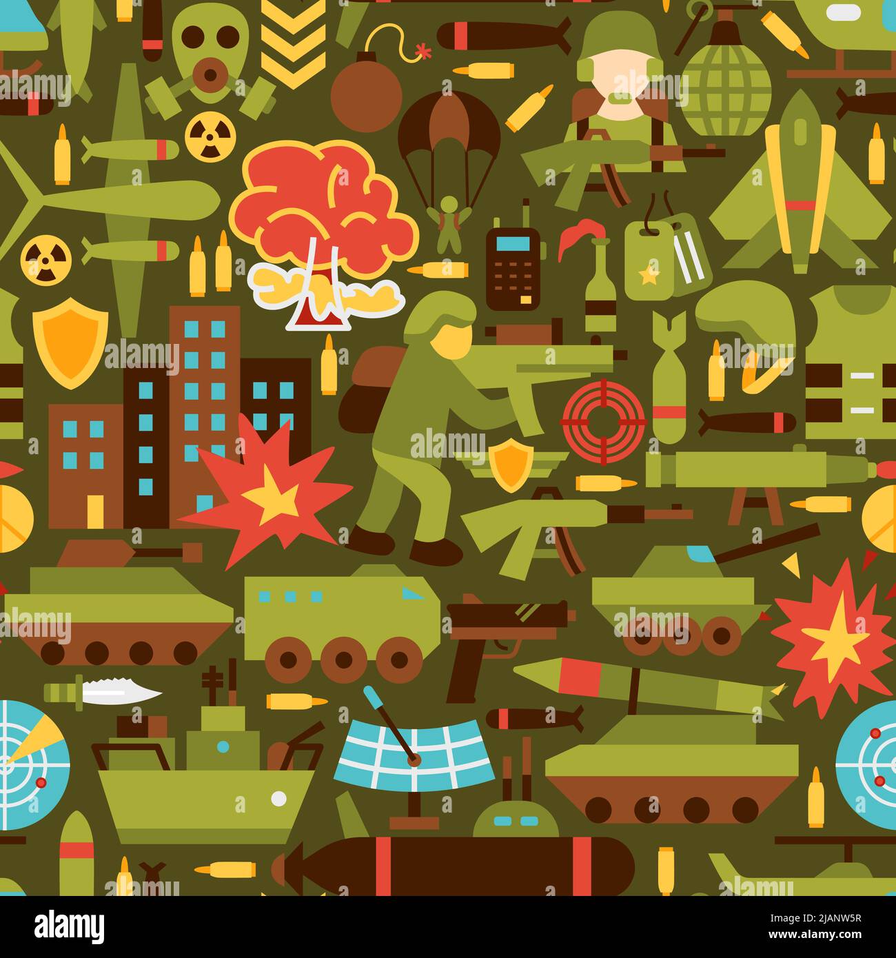 War Seamless Pattern Stock Vector