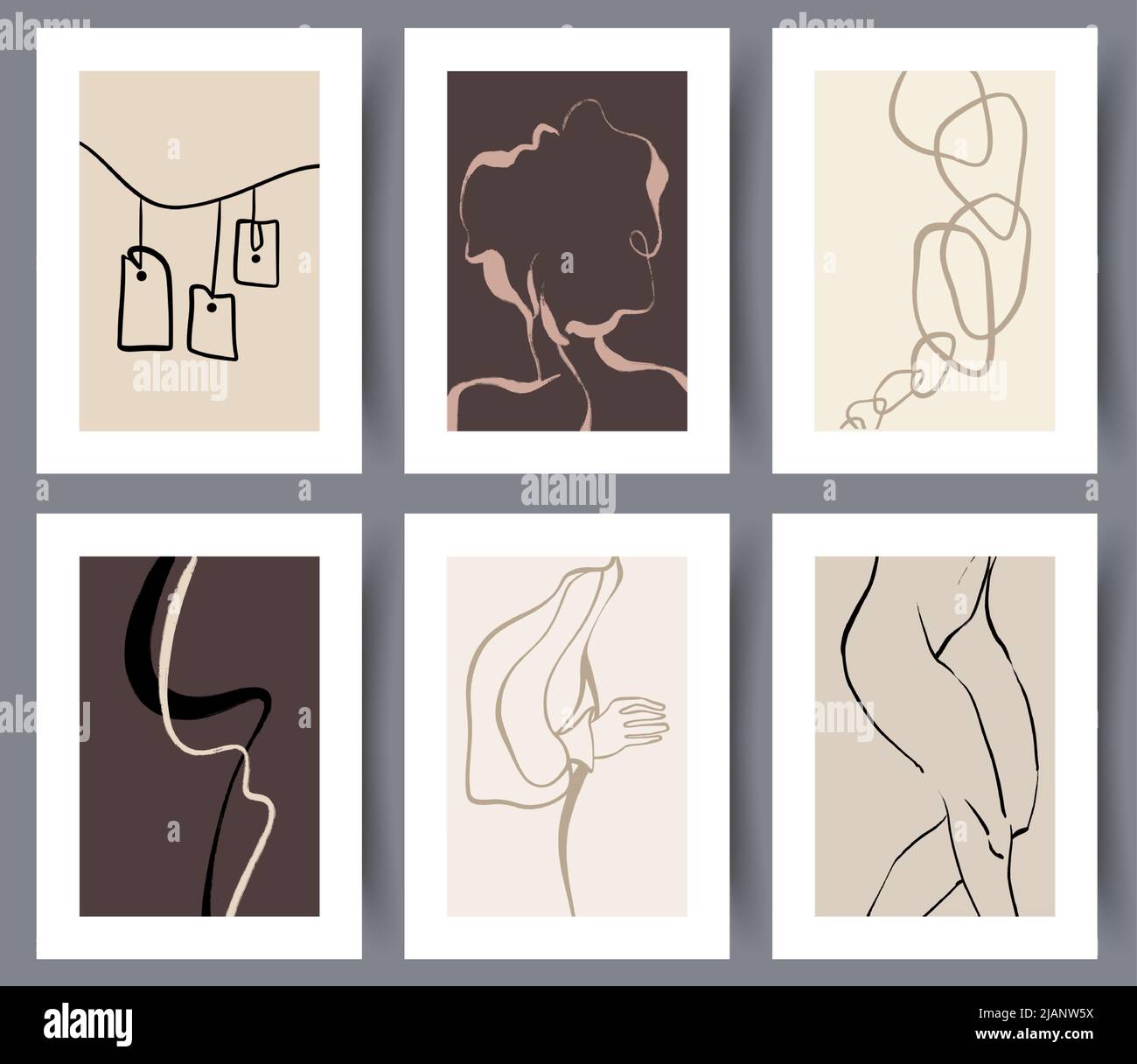 Modern printable art wall poster set Stock Vector