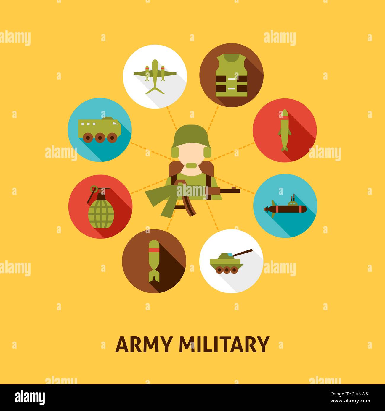 Army Military Concept Icons Stock Vector
