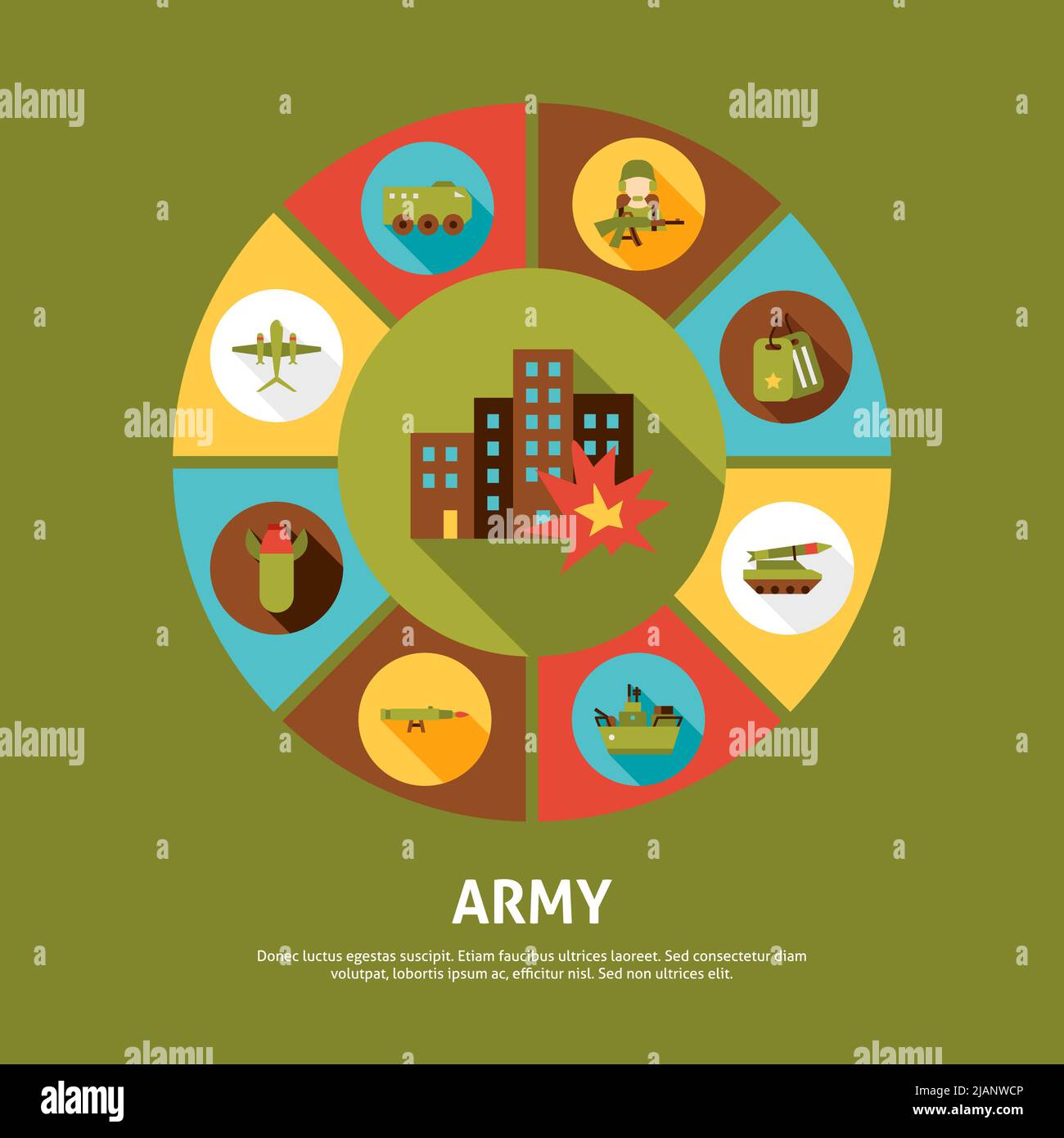 Army Concept Icons Stock Vector