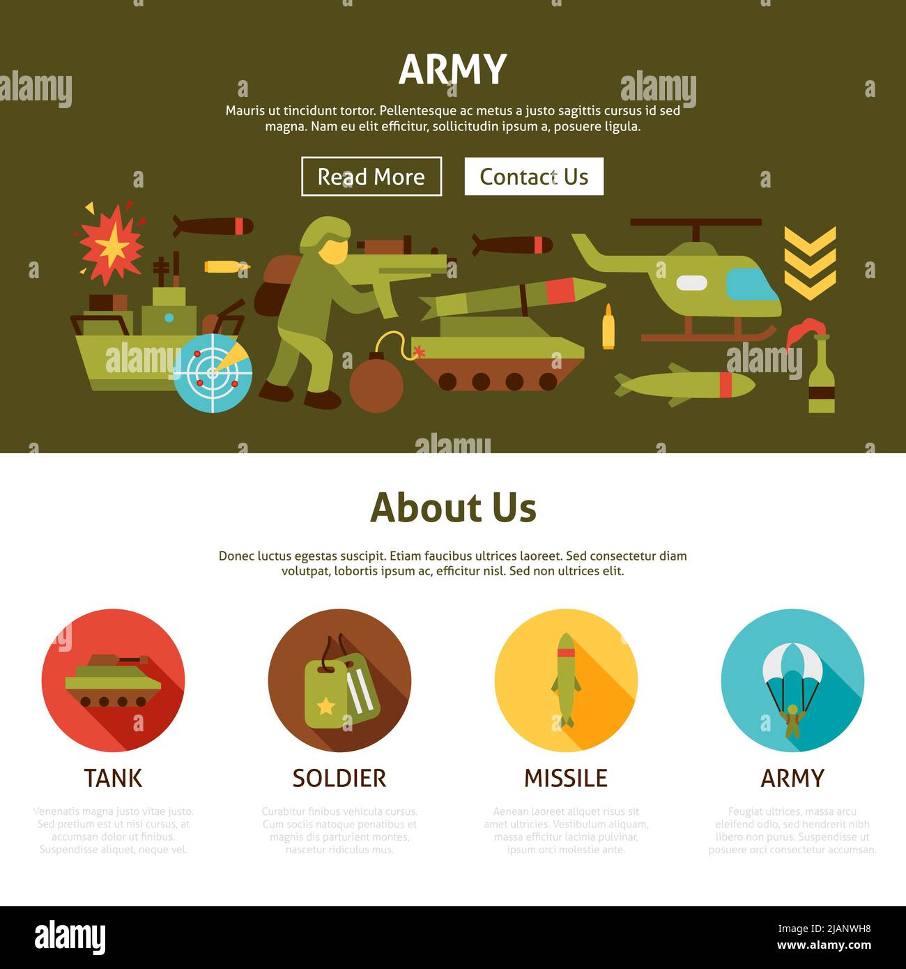 Army Website Design Stock Vector