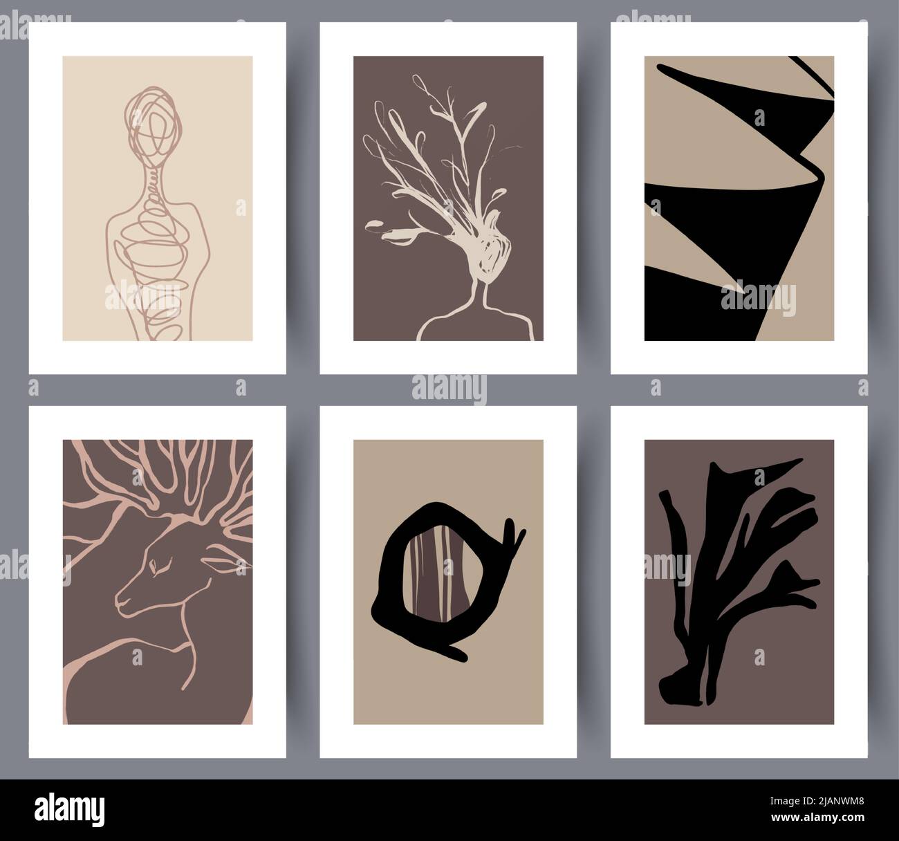 Abstract printable art wall designs set Stock Vector