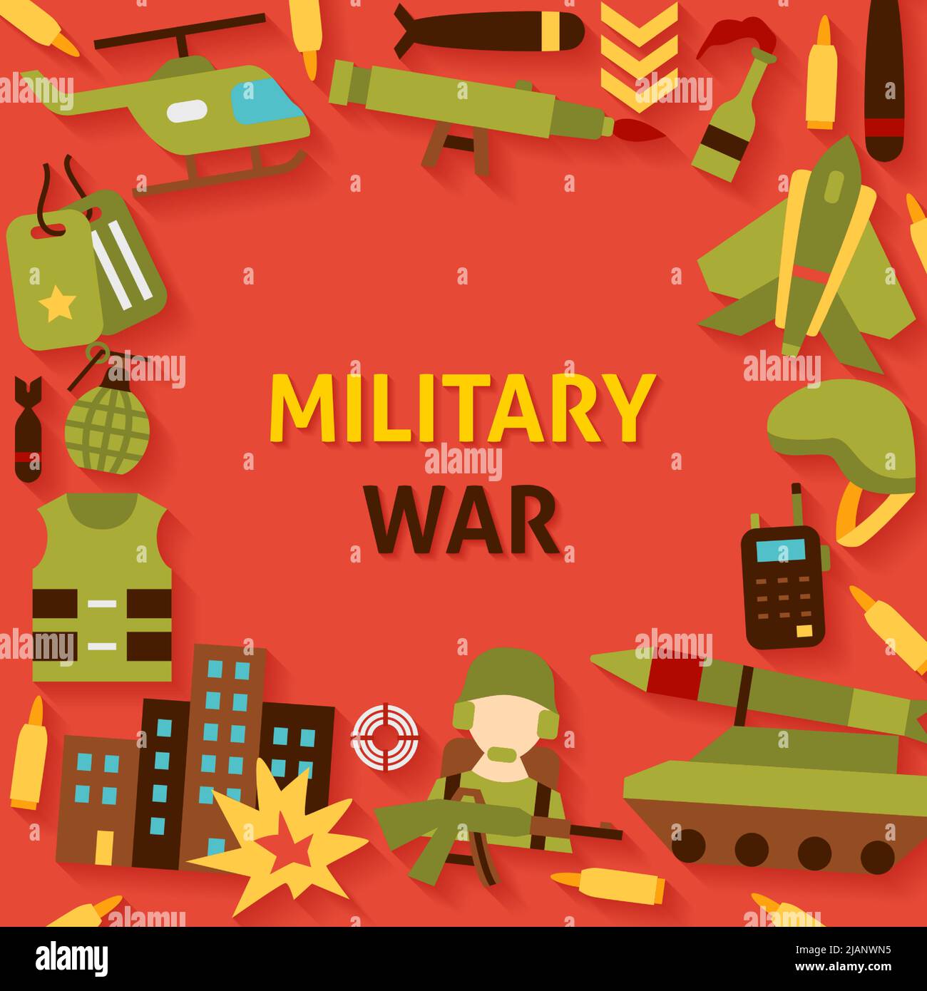 Military War Template Poster Stock Vector