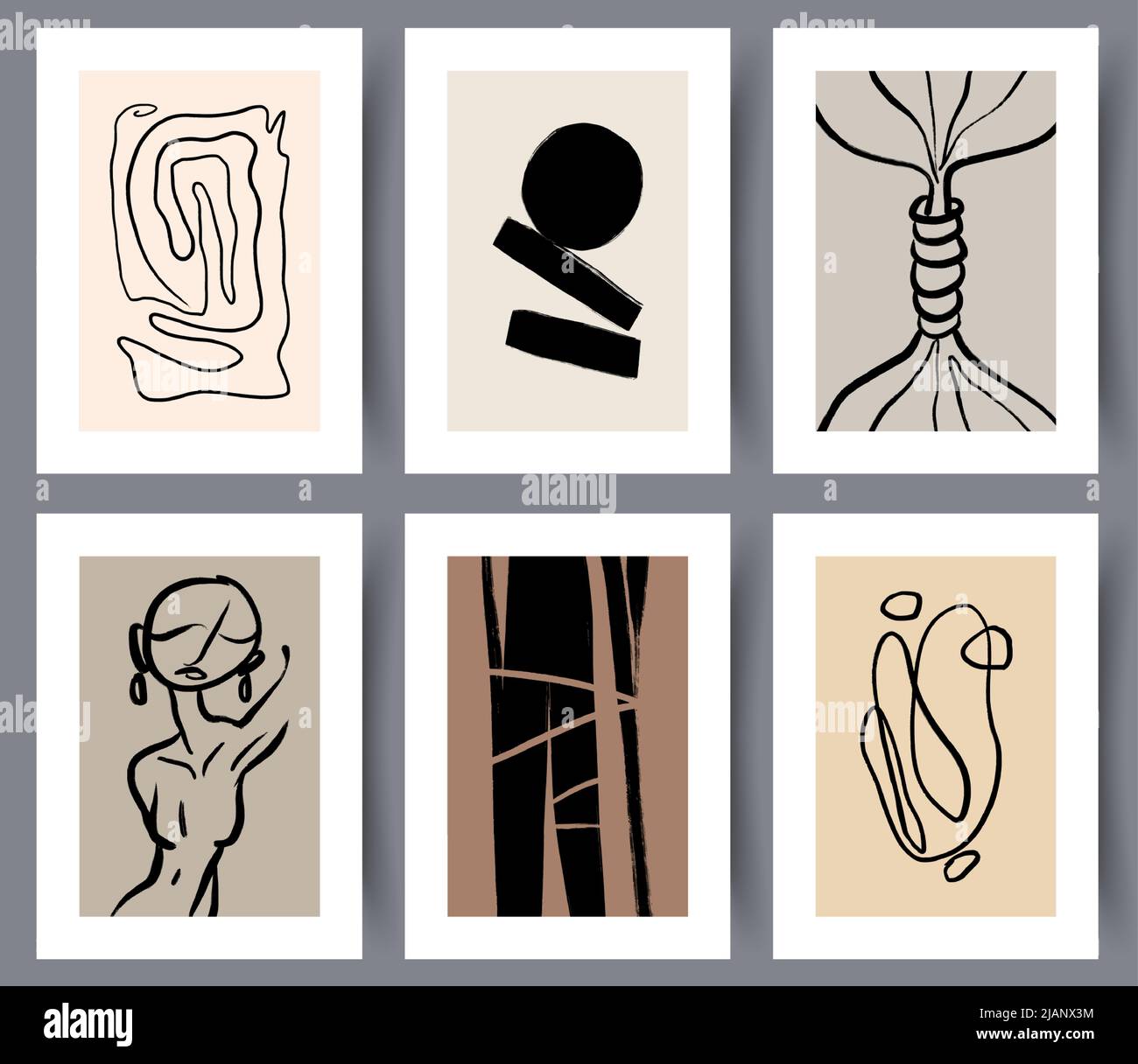 Abstract minimalistic Nordic artworks  Stock Vector