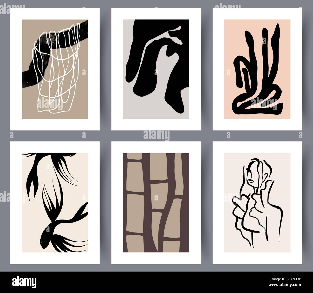 Scandinavian wall art poster set Stock Vector