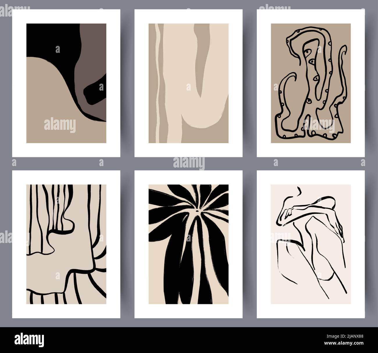 Minimalistic hand drawn artworks set for print  Stock Vector