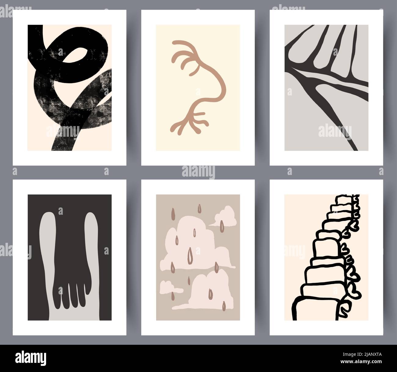 Minimalistic abstract artworks for print set Stock Vector