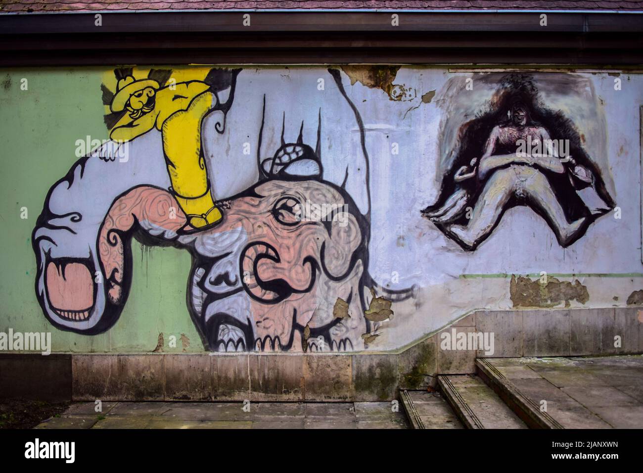 Graffitis in the streets of Esztergom, Hungary. Stock Photo