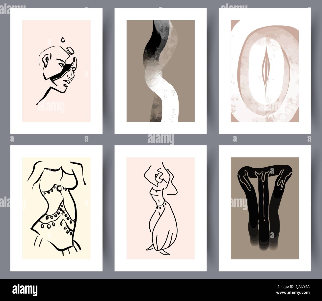 Modern abstract printable artworks set  Stock Vector
