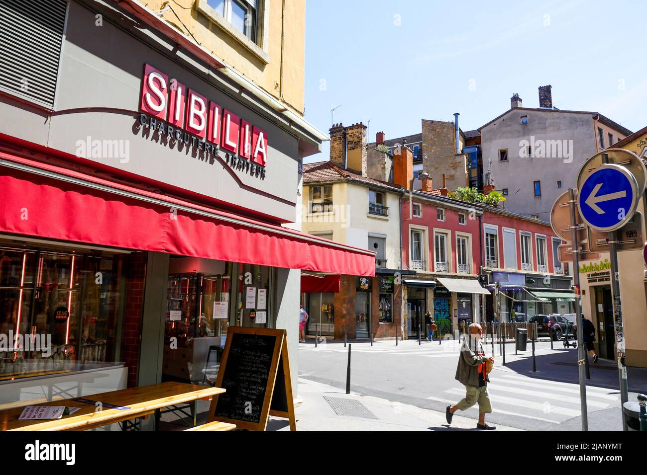 Sibilia Pork-shop, Croix-Rousse district, Lyon, Auvergne Rhone-Alps region, Central-Eastern France Stock Photo