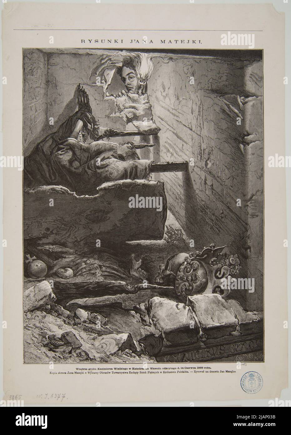 The interior of the grave of Casimir the Great in the Wawel cathedral discovered on June 14, 1869 according to the picture of Jan Matejko. Styfi, Jan (1841 1921), Matejko, Jan (1838 1893) Stock Photo