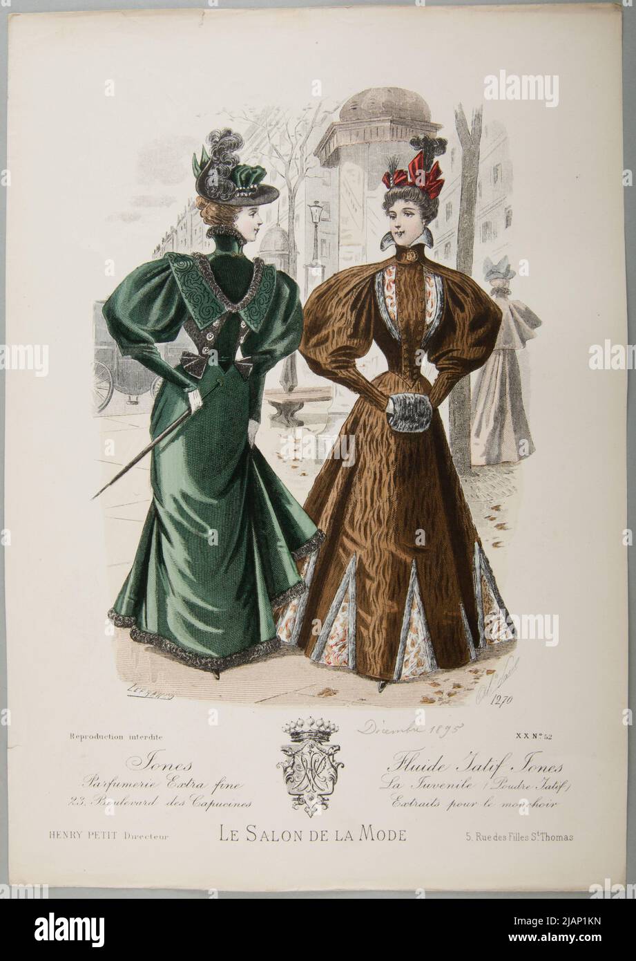 Walking fashion for December 1895, Card from the Journal: Le Salon de la  Mode (annual xx tabl. 52) Lefranco Stock Photo - Alamy
