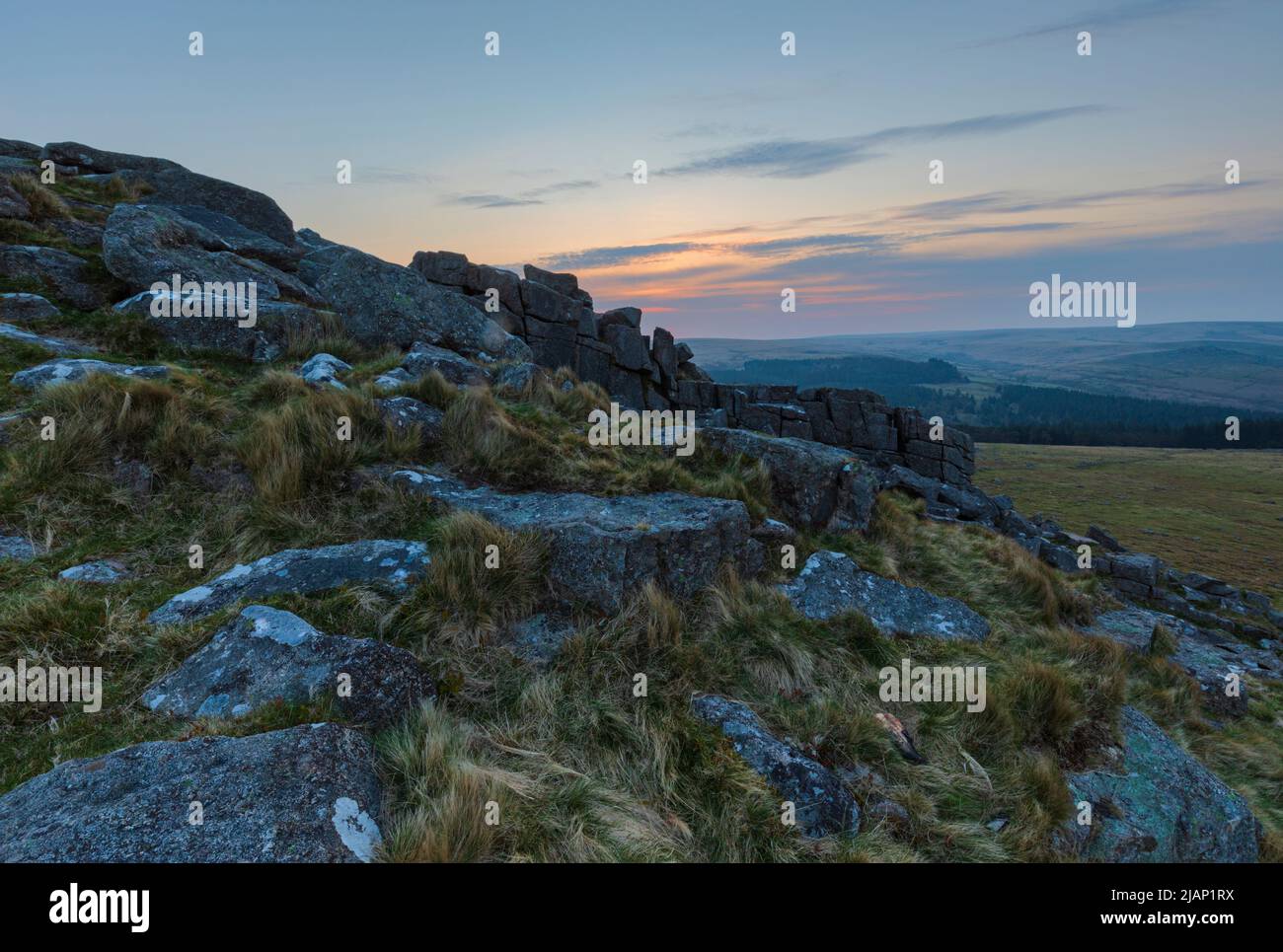 Sunrise at Sharpitor in the Dartmoor National Park Stock Photo