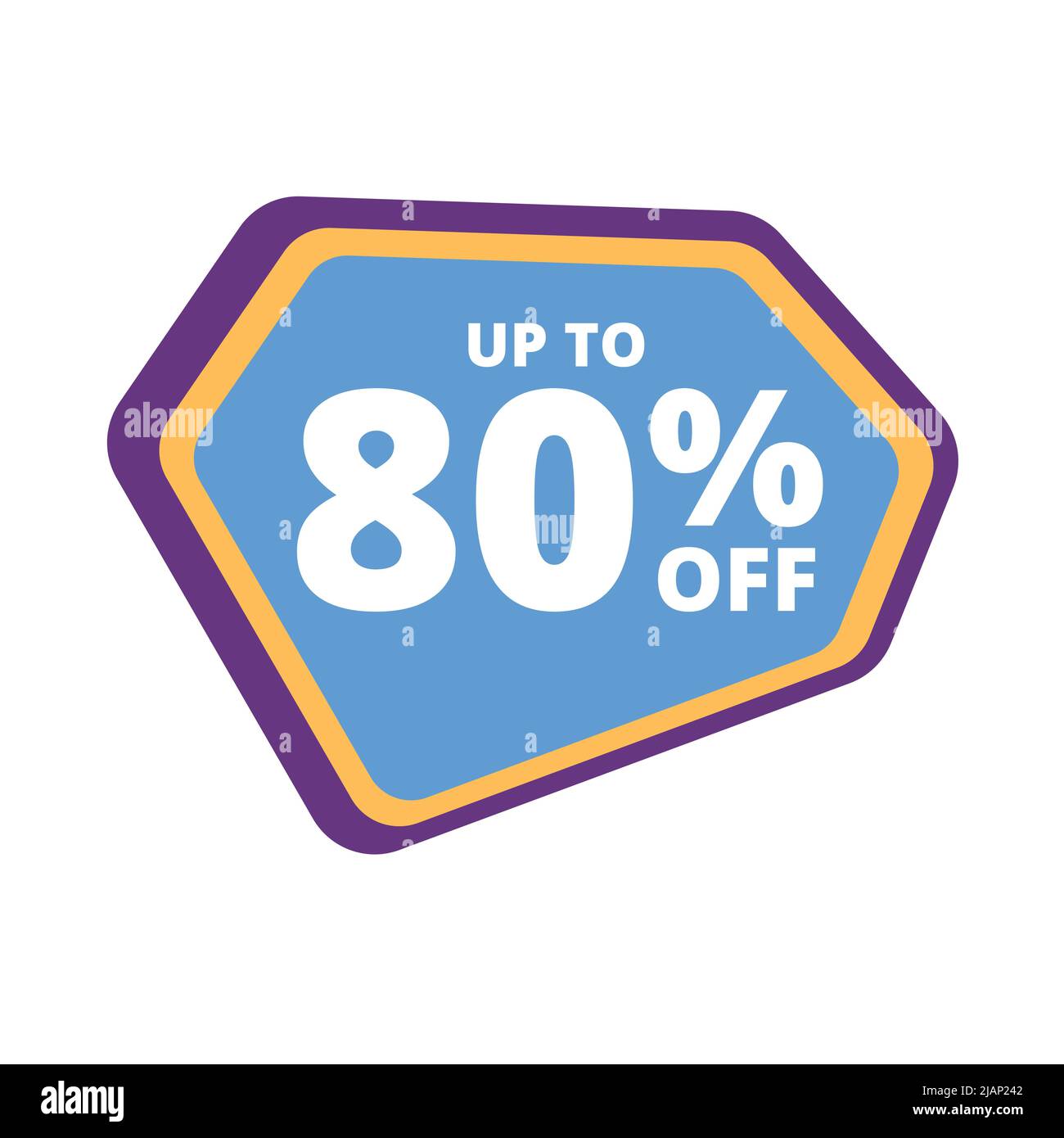 Up to 80 percentage off special offer. Vector colorful sale banner, discount, sticker, sign, icon, label. Hot offer coupon up to 80 percentage off Stock Vector