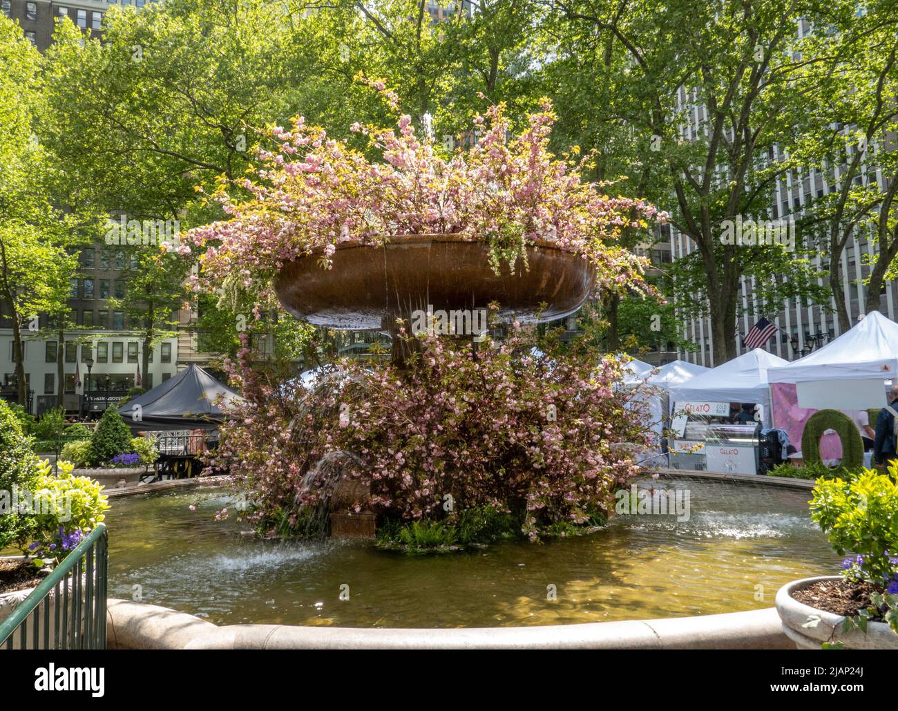 The Josephine Shaw Lowell Memorial Fountain is overflowing with