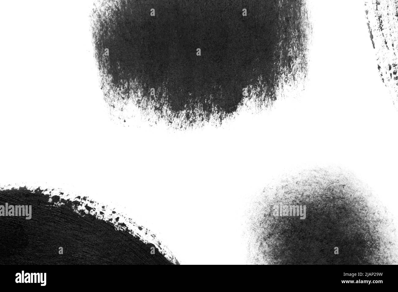 Black brush strokes oil paints on white paper. Isolated on white ...