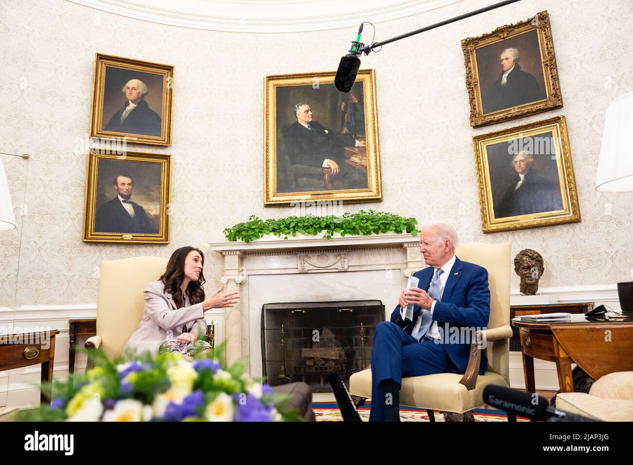 Washington, US, May 31, 2022. President Joe Biden meets with Jacinda Ardern, Prime Minister of New Zealand in the Oval Office, Tuesday, May 31, 2022. ( Photo by Doug Mills/The New York Times)United States President Joe Biden meets with, Prime Minister Jacinda Ardern of New Zealand in the Oval Office of the White House in Washington, DC, Tuesday, May 31, 2022. Credit: Doug Mills/Pool via CNP /MediaPunch Stock Photo
