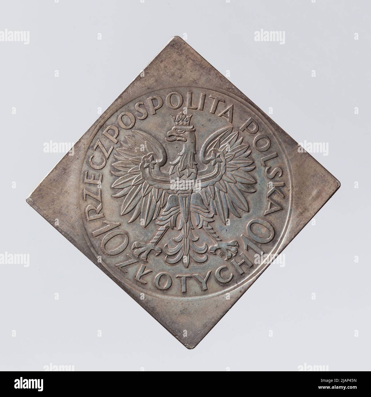 Rzeczpospolita Polska (1922–1938), 10 Zlotys, Clip, Sample, Warsaw; 1933  Jan III Sobieski, 250th Anniversary of the Viennese Relief Mint of Warsaw, Wysocki, Jan (1873 1960) Stock Photo