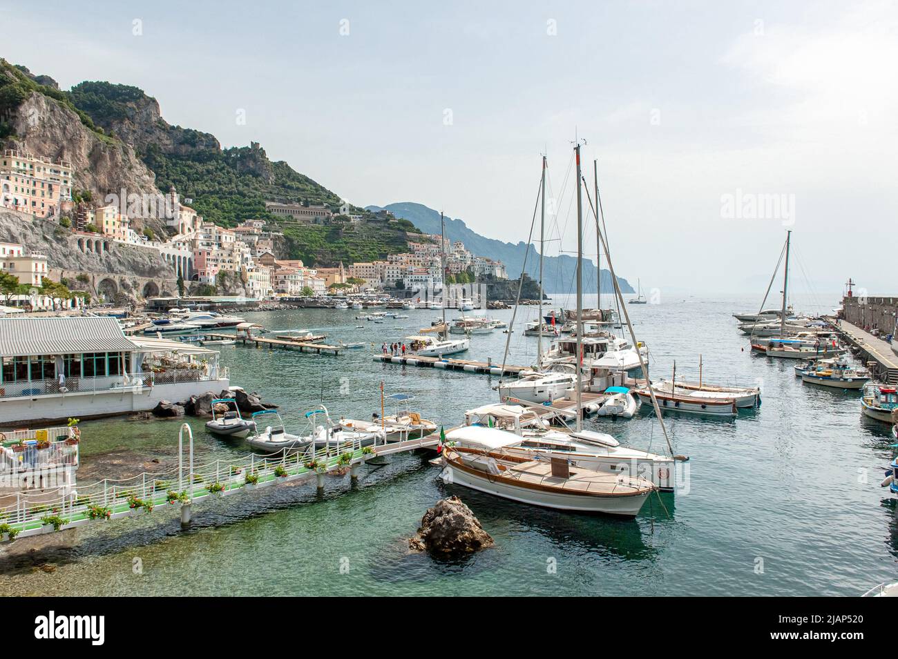 The town of Amalfi (Italy) is preparing for the 66th historic Regata involving the four maritime republics: Amalfi, Genoa, Venice, Ragusa and Pisa. Stock Photo