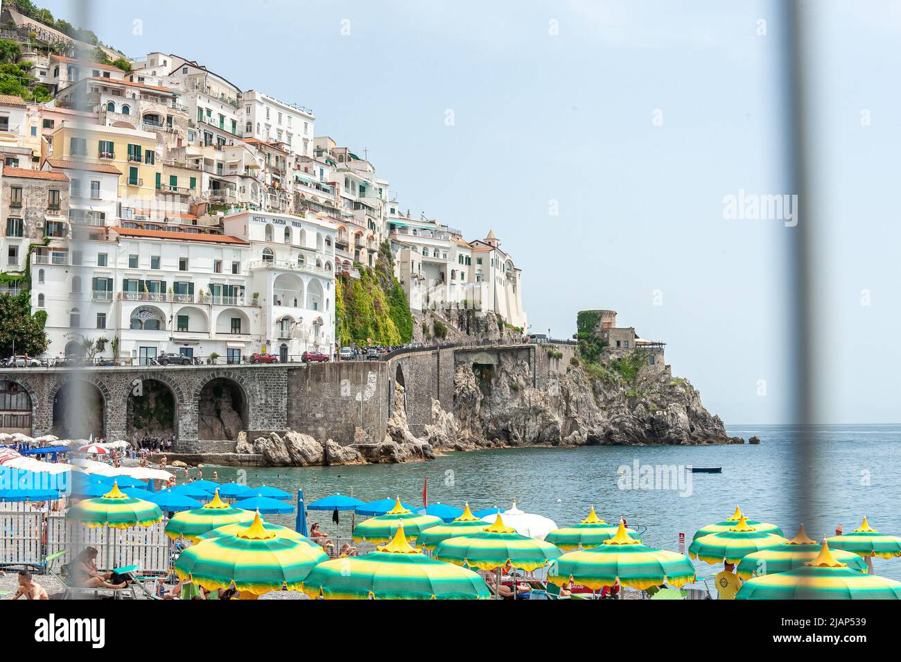 The town of Amalfi (Italy) is preparing for the 66th historic Regata involving the four maritime republics: Amalfi, Genoa, Venice, Ragusa and Pisa. Stock Photo
