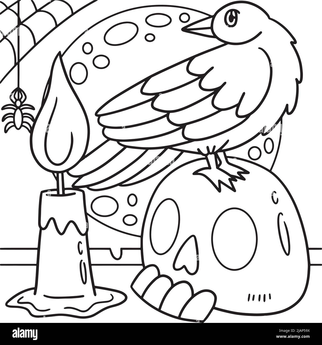 Crows Halloween Coloring Page for Kids Stock Vector