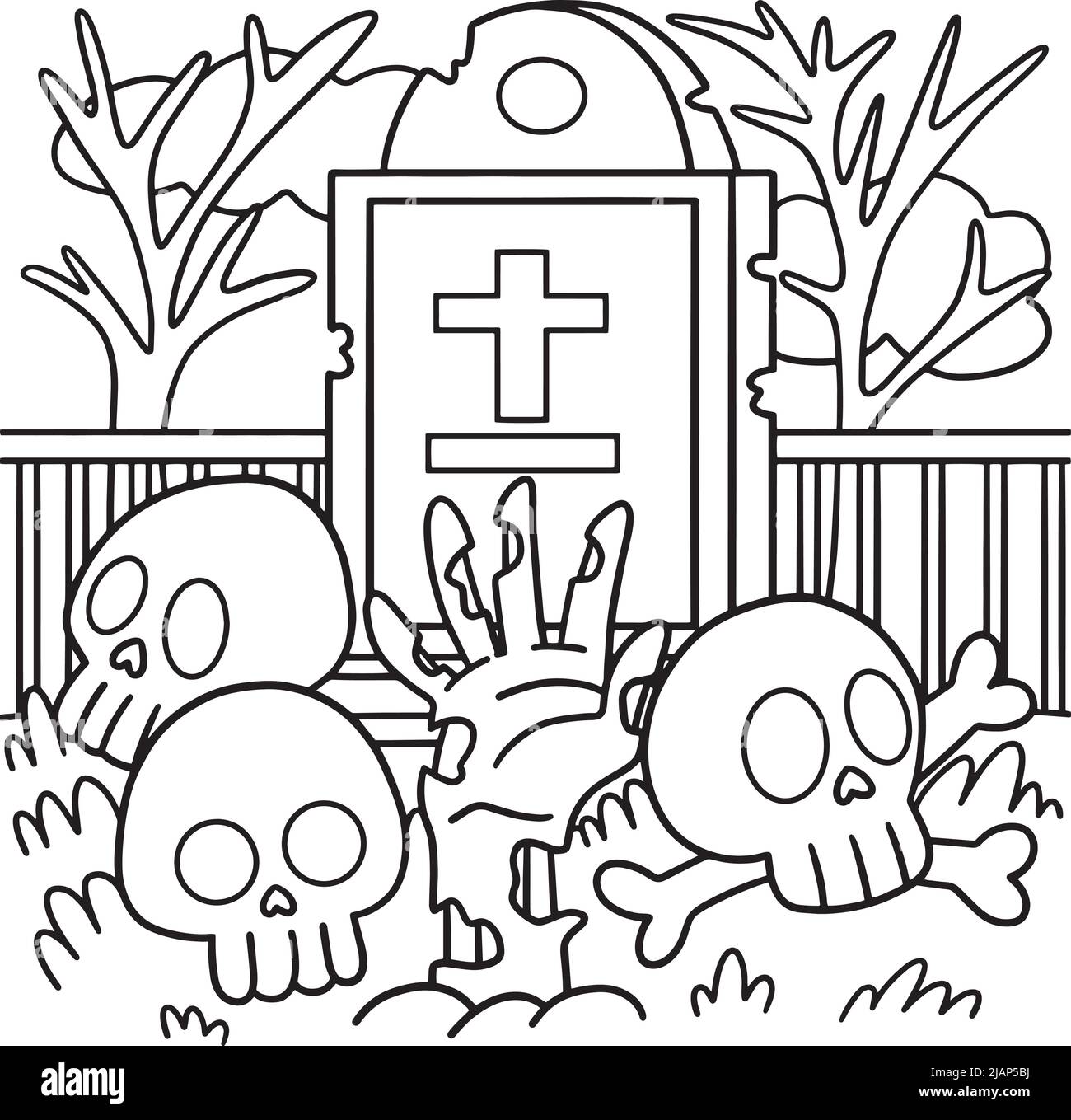 Skull Halloween Coloring Page for Kids Stock Vector Image & Art - Alamy