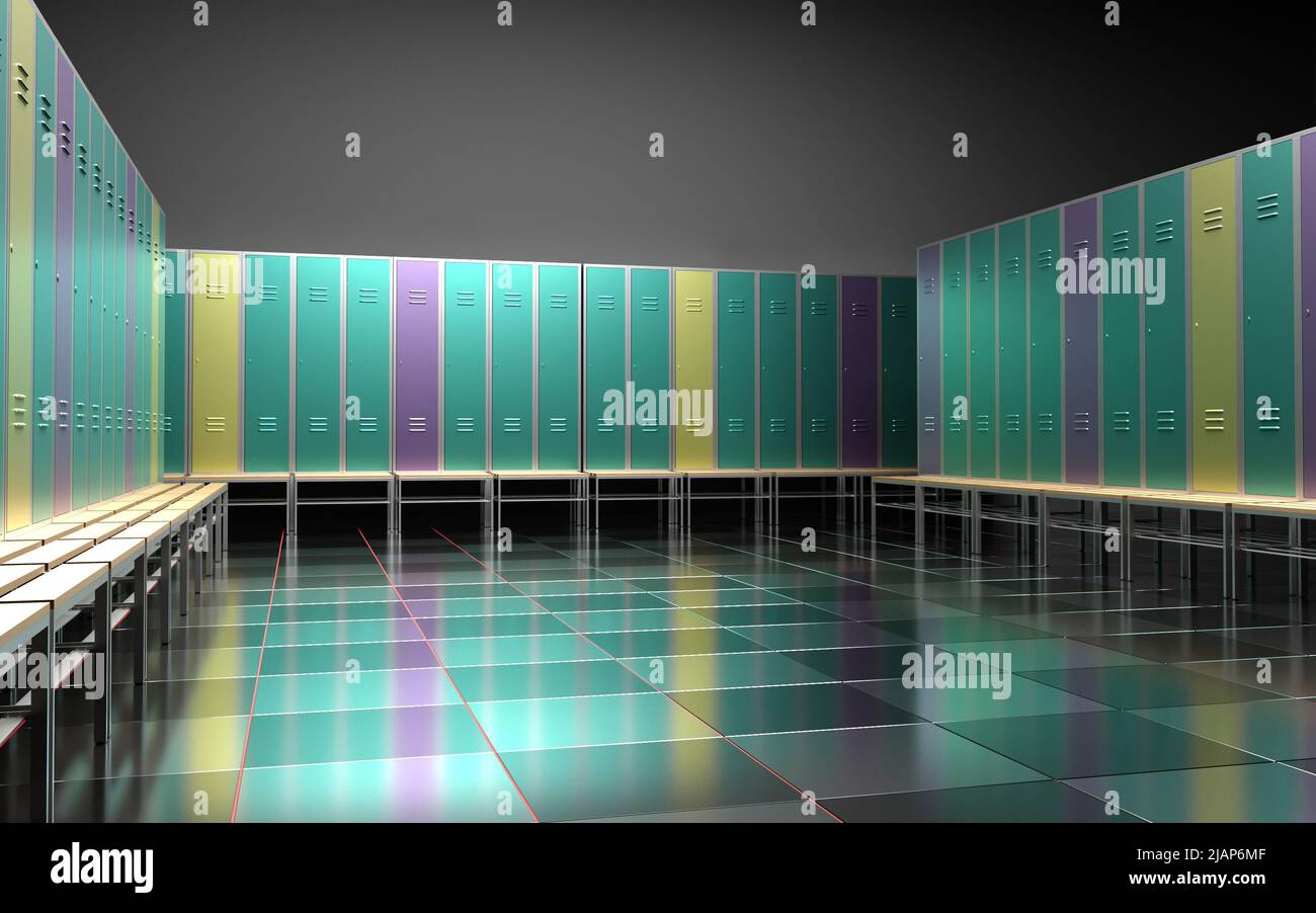 Sports locker room, 3d render Stock Photo Alamy