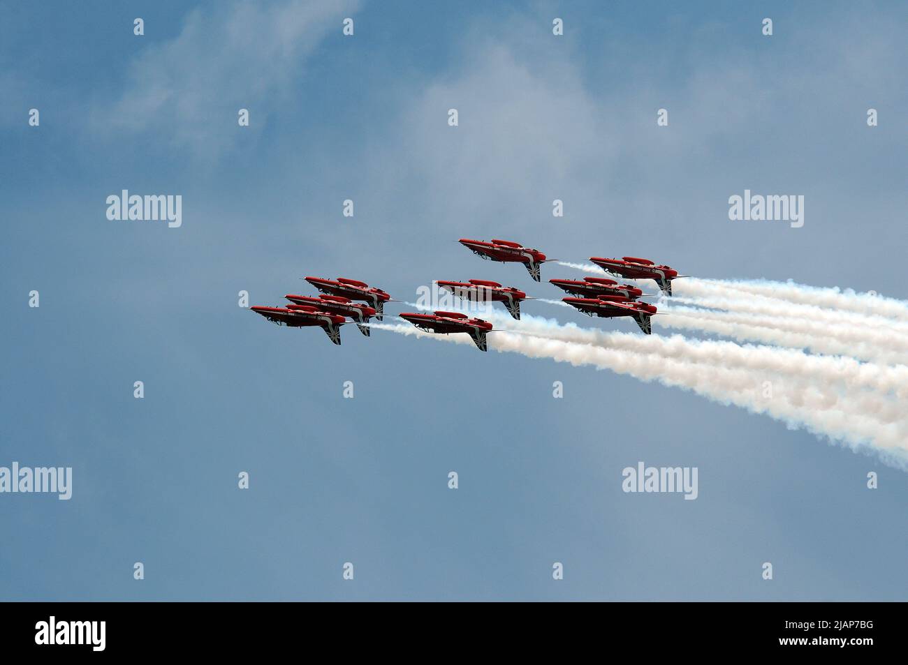 The Red Arrows at the Royal International Air Tattoo. Stock Photo